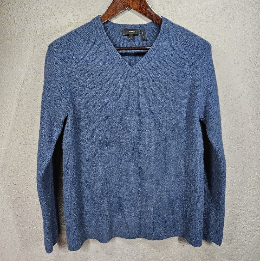 Theory Blue V-Neck Sweater